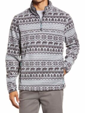 Chubbies Men's Gray Patterned Quarter-Zip Fleece Sweater